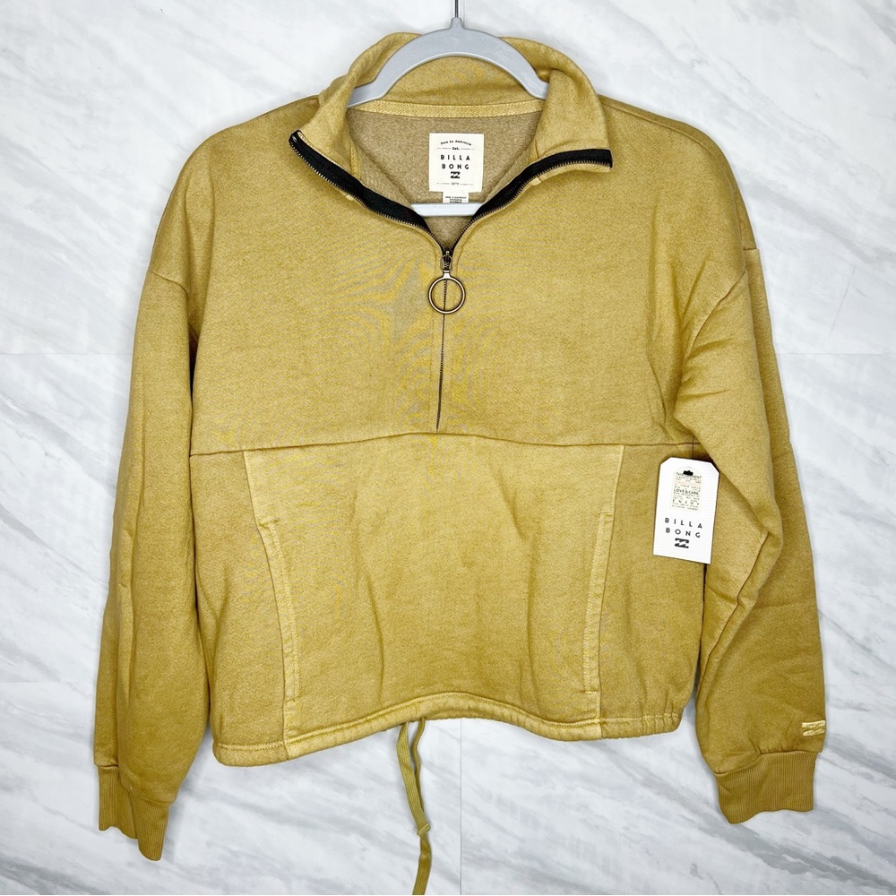 Billabong Tan Half Zip Sweater Small NWT